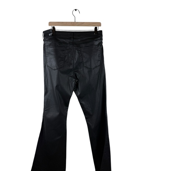 Kut from the Kloth Black Ana Coated High Waist Flare Jeans New Size 12 - Picture 6 of 11